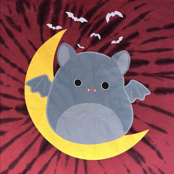 Squishmallows Bat Tie-Dye Boyfriend Fit Girls T-Shirt - Picture 1 of 8